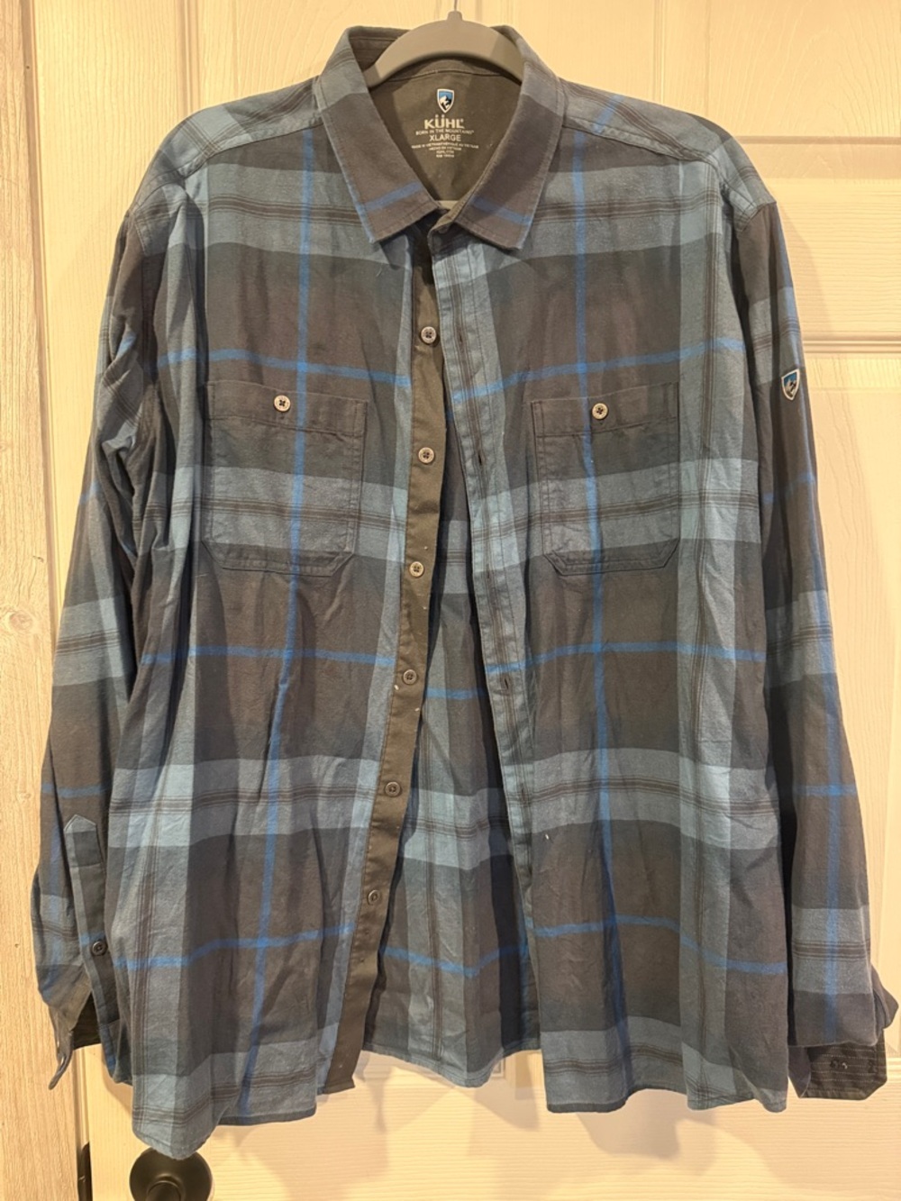 Kuhl Men’s Blue and Black Plaid Button-Down Shirt